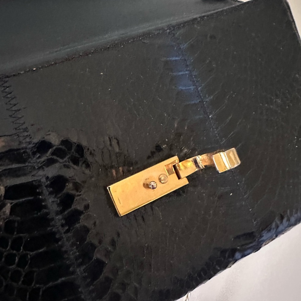 Vintage Python Dark Blue Chain Strap Shoulder Bag - image 6